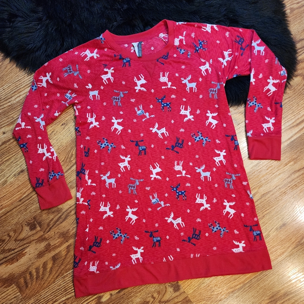 Jaclyn Intimates Red Pajama Sleep Shirt Nightgown Women's Size Large